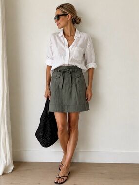 RW & Co. 100% Linen Mini Skirt